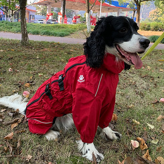 PEITE PET中大型狗防雨冲锋衣四脚全包四季雨衣边牧史宾格狗衣服 红色 22 背长55CM，体重35-45斤