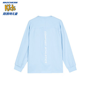Skechers斯凯奇男童针织长袖T恤衫2024春季运动上衣P124B014 微风蓝/034V 160cm