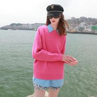 3COLOUR 三彩 23冬季慵懒风上衣长袖毛衣叠穿针织衫女