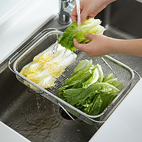 SHIMOYAMA 霜山 304不锈钢沥水篮可伸缩厨房水槽汲水架家用洗碗池碗碟沥水架