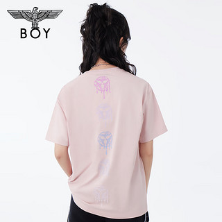 BOY LONDON春夏24新品男女同款短袖三鹰标印花设计感潮牌T恤N01068 粉色 L