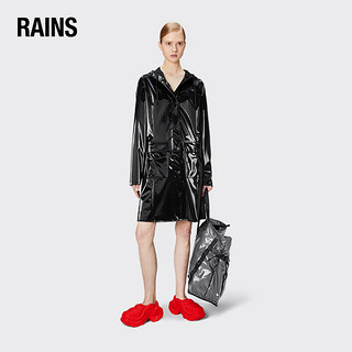 RainsRains 女士休闲防水风衣 时尚简约中长款雨衣外套 Curve W Jacket 午夜黑 S