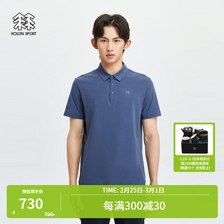 KOLON SPORT/可隆POLO衫 男子户外吸湿露营徒步运动短袖T恤 LHPT4MTT53-BU 蓝色【SECO面料】 180/XL