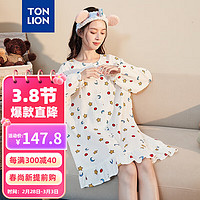 唐狮 TONLION春夏女圆领睡裙家居服 米白 XS