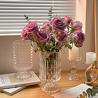 京东鲜花 酒杯花瓶摆件 玻璃高级感小花瓶客厅插花法式水晶鲜花玫瑰花