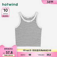 热风（Hotwind）春季女士时尚简洁内搭短款背心修身型无袖外穿吊带 40黑白条纹 XL