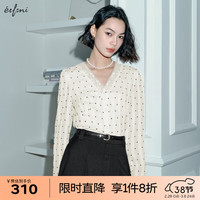 伊芙丽(eifini)伊芙丽立体感蕾丝纯欲风精致绝美内搭上衣女2024春装新款打底衫 米色 1