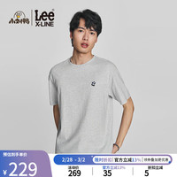 李 Lee【小刘鸭联名】李 Lee24早春新品舒适版圆领男女同款短袖T恤休闲潮流 灰色(尺码偏大,拍小一码)