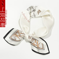 上海故事真丝丝巾女小方巾桑蚕丝中方巾三八妇女节 蝶舞花间 米色