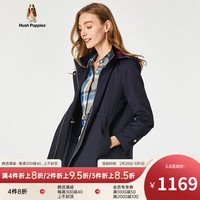 Hush Puppies暇步士女装中长款休闲连帽外套 196深蓝 XS