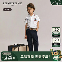 Teenie Weenie Kids小熊童装24春夏男童棉质百搭翻领短袖T恤 象牙白 130cm