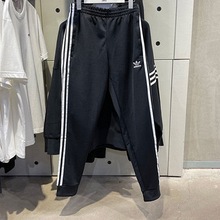 阿迪达斯 （adidas）三叶草运动裤男裤2024春季新款健身裤子透气休闲裤收口小脚裤长裤 IL2488经典黑 L