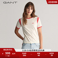 GANT甘特2024春季新款女士圆领拼接色短袖T恤4200877 130奶油白 XS