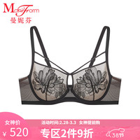 曼妮芬性感刺绣大杯文胸女士单层围轻薄内衣大胸显小胸罩20840614 0