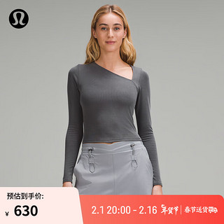 lululemon丨Soft Ribbed 女士不对称款罗纹长袖 T 恤 LW3HXNS 石墨灰 2