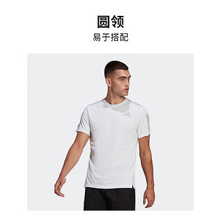 adidas 阿迪达斯 速干舒适跑步运动上衣圆领短袖T恤男装阿迪达斯HB7444 白/深银灰 S