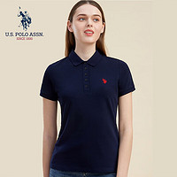 U.S. POLO ASSN. US保罗T恤女季时尚减龄翻领短袖女运动休闲POLO衫 藏青 L 165/88A