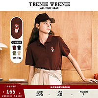 Teenie Weenie小熊卡通POLO衫T恤女夏季女t恤 酒红色 155/XS