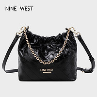 NINE WEST 玖熙 包包女包真皮包包女士单肩包手提流浪包生日情人节礼物女送 黑色