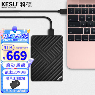 科硕（KESU）移动硬盘USB3.0加密高速存储 4TB+硬盘包 K205-魅力黑