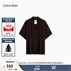 Calvin Klein内衣24春夏新款女士简约贴袋纯色纽扣翻领短袖家居睡衣QS7113 LGV-深棕 XS