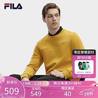 FILA 斐乐 男子针织套头衫2024春季时尚休闲简约基础卫衣 海菊黄-MT 165/88A/S