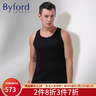 BYFORD/百富男士埃及棉背心打底衫T恤无袖动运汗衫上衣MW2235/2238 MW2235黑色 M