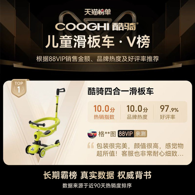 88VIP：酷骑 小绿车六合一围栏儿童滑板车