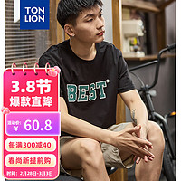 唐狮 TONLION2024夏季新款男短袖T恤黑色 黑色