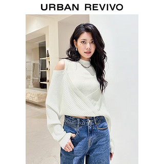 URBAN REVIVO UR2024春季女装设计感修身镂空针织衫UWG940036 米白 XL