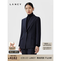 朗姿2024春季商务通勤羊毛西装外套女修身收腰职业西服 深藏青色2 XL