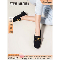 史蒂夫·马登 STEVE MADDEN/思美登春夏绒面真皮低跟休闲乐福鞋女 MIAYA 黑色 36