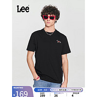 Lee 24早春舒适版logo字母印花圆领套头男短袖T恤LMT0081194LE 黑色 M