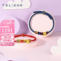 谢瑞麟（TSL）黄金手链5D硬金醒狮珐琅足金转运珠配手绳XM591-XM592 红色-XM591