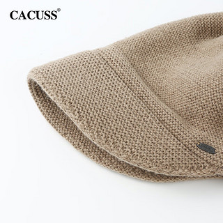 CACUSS针织帽子女士冬季保暖毛线帽大头显脸小堆堆帽户外百搭冷帽卡其色