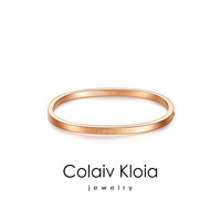 Colaivkloia手镯男女款钛钢手环素圈满天星时尚手饰品送男女友 T1ck0318玫瑰金色素圈 S码【106-130斤】