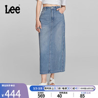 李 Lee24早春新品浅蓝色后开叉设计女牛仔半身裙显瘦潮LWB008211205 浅蓝色