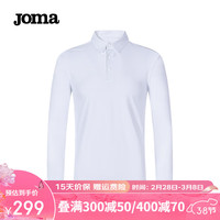 JOMA运动POLO衫男长袖2024春夏冰感防晒吸湿透气速干纯色商务休闲T恤 白色 XL 180/96A