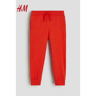 H&M童装男童裤子洋气时髦汗布户外运动慢跑裤休闲裤长裤0326885 亮红色 135/60