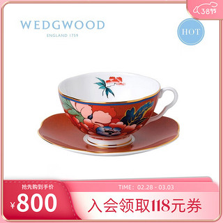 WEDGWOOD 威基伍德嫣红牡丹骨瓷茶杯碟下午茶杯碟咖啡杯套装 嫣红牡丹红色杯碟