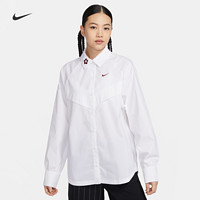 NIKE 耐克 官方女子梭织长袖衬衫情人节春季新款宽松耐克勾HF1131