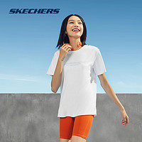 Skechers斯凯奇2024男女同款运动T恤轻盈针织圆领短袖衫宽松舒适 女款-亮白色/0019 XXL