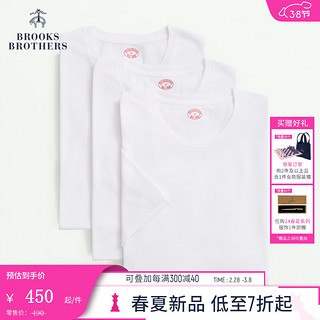 布克兄弟（BrooksBrothers）早春24男士简约轻薄圆领短袖T恤三件装 1001-白色 XL