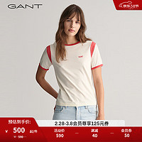 GANT甘特2024春季女士圆领拼接色短袖T恤|4200877 130奶油白 XL