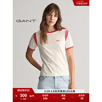 GANT甘特2024春季女士圆领拼接色短袖T恤4200877 130奶油白 L