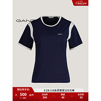 GANT甘特2024春季女士圆领拼接色短袖T恤4200877 409蓝色 XS