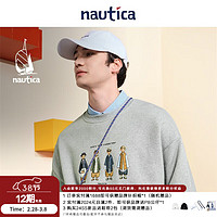 nautica white sail 白帆×POPBOY  宽松休闲日系男女同款圆领卫衣PBKW3414 麻灰色005 L