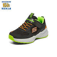 Skechers斯凯奇男童运动鞋大童跑步鞋秋款户外魔术贴轻便儿童鞋403623L 黑色/灰色/橙色/BGOR 36