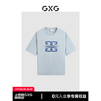 GXG男装  多色仿牛仔圆领短袖T恤24年夏G24X442022 浅蓝色 170/M