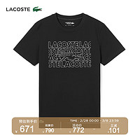 LACOSTE法国鳄鱼男装24春季字母图案圆领套头短袖T恤|TH7505 031/黑色 3 /170